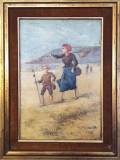 Huile sur toile enfant a la plage.png